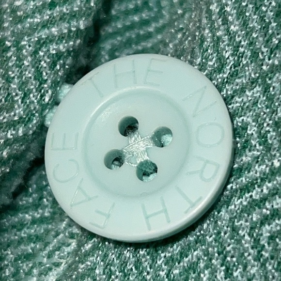 The North Face M fleece lined sweatshirt mint green l long sleeve button closure - Picture 4 of 13